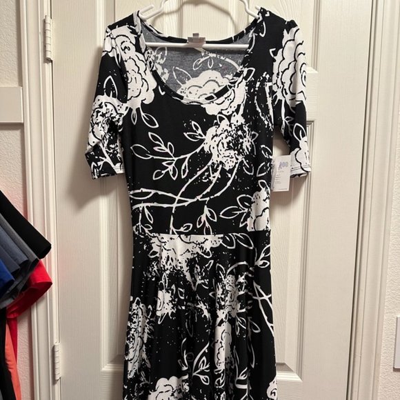 Robe LuLaRoe Nicole 2XS – Gris Uni, Coupe Fit & Flare, Neuve Avec étiquettes
